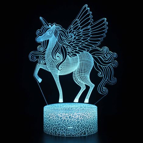 Unicorn night light for kids, 3D night light, 16 color variation (1/5)
