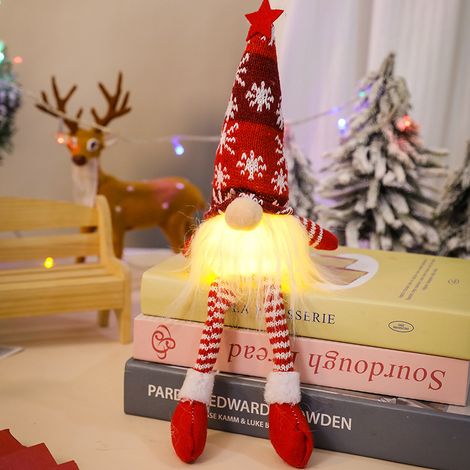 CHOYCLIT Lot de 3 Lutins Lumineux de Noël, Guirlande Déco Féerique, Peluche Farceur Scandinave Artisanale, Ornement de Table et Maison, Sapin Intérieur, Père Noël Fait Main (A) (1/5)