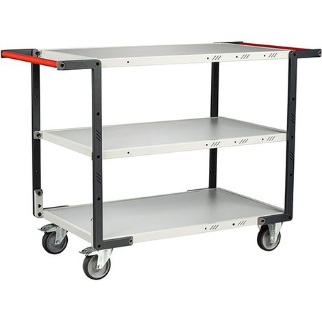 Servante d'atelier à monter - 3 plateaux 850x495mm - Double poignées - Charge max 250kg - Roues TPE - 884721127 (1/3)