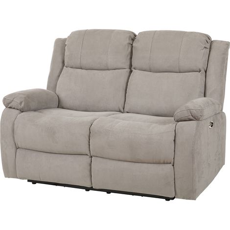 LORYS - Canapé Relax Electrique 2 Places Tissu Gris Clair (1/5)
