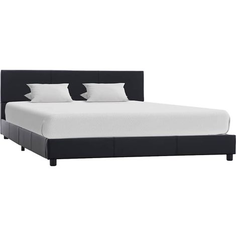 Maison Exclusive - Bettgestell Schwarz Kunstleder 140x200 cm (1/5)
