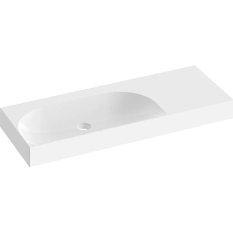 Ravak Lite - Lavabo, 120x45 cm, sin rebosadero, sin orificio para grifo, blanco XJXP1312000 (1/3)