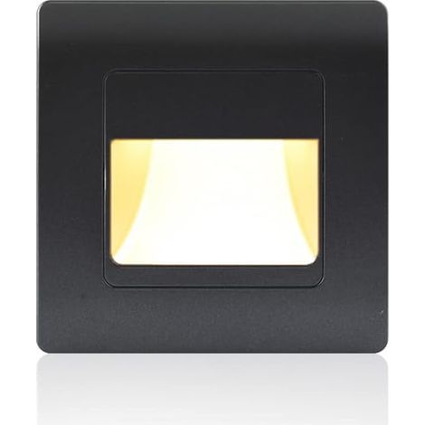 Aplique LED empotrable para escaleras con sensor de movimiento, luz para escalones, lámpara de pasillo, aplique de pared interior, 1 unidad, negro (1/5)