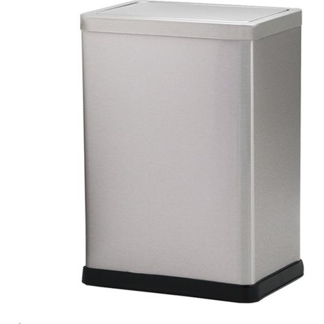 Poubelle rectangulaire 15L à couvercle basculant en acier inoxydable, double bac intérieur‑extérieur, anneau fixe‑sac, poubelle hôtel salle de bain cuisine salon, dimensions 27×18×37 cm (1/3)