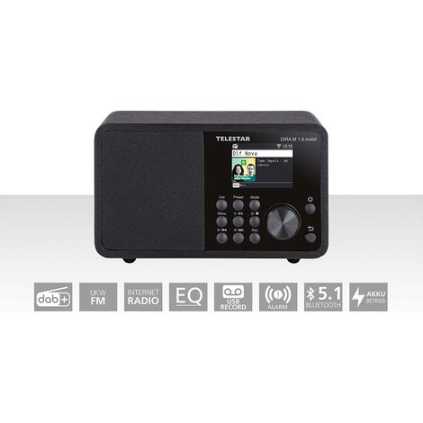 DIRA M 1 A Mobile EWF Radio Multifunción Mono a pilas DAB+ / FM / Internet / Bluetooth Negro