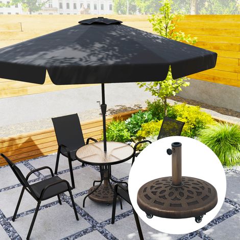 Base de hormigón para sombrilla, soporte para sombrilla con ruedas, soporte redondo para sombrillas de 34/38/48 mm.