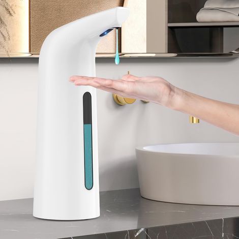 Automatic soap dispenser with infrared sensor, waterproof, 400 ml, white rubber, for kitchen and bathroom (1/5)