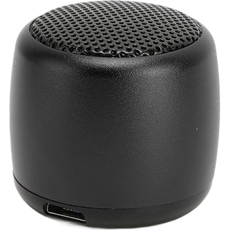 Mini enceinte Bluetooth avec caisson de basses puissant, rechargeable par USB, en métal, portable et sans fil, pour téléphone, tablette et PC (noir). (1/5)