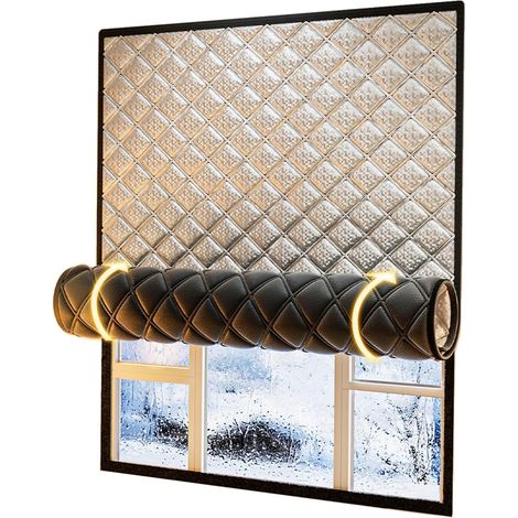 Kit d'isolation de fenêtre, isole de la chaleur et du froid, kit d'isolation de fenêtre, rideaux d'isolation d'hiver, rideaux coupe-vent et isolants thermiques, Velcro (130 cm x 150 cm) (1/5)
