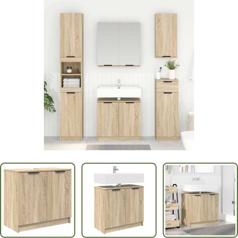 Holzschrank - Badezimmerschrank mit Speicher Sonoma-Eiche 64,5 x 33,5 x 59 cm (1/5)