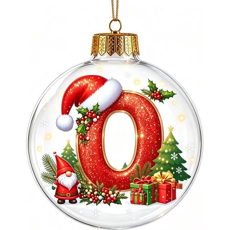 Boule à neige de Noël 3D en acrylique transparent, lettres, décoration à suspendre pour sapin de Noël (non lumineuse) (1/5)