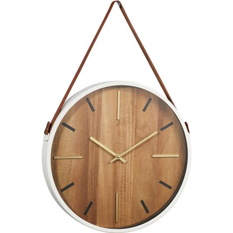 Orologio da parete bianco con maniglia marrone (1/4)