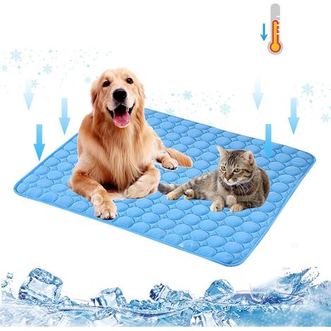 Tapis rafraîchissant bleu, coussin confortable et souple, grand matelas 70x55 cm. (1/5)