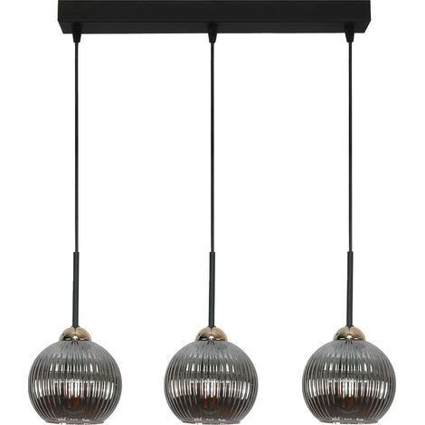 Lampada a sospensione da soffitto, a sbalzo, a striscia, grafite, paralume, sopra il tavolo, per la cucina, 3xE27 verticale, 15-024 (1/5)
