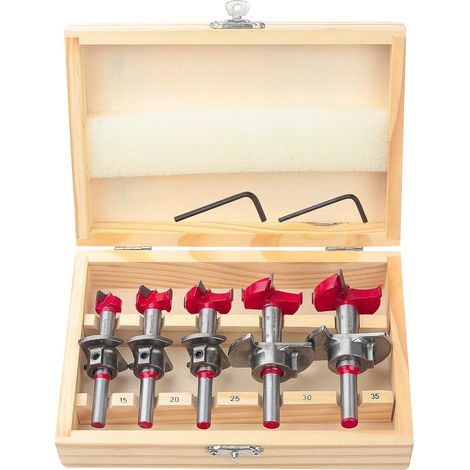 Forstnerbohrer Holz 15 20 25 30 35mm Tiefenanschlag 10 40mm Satz 5tlg (1/5)