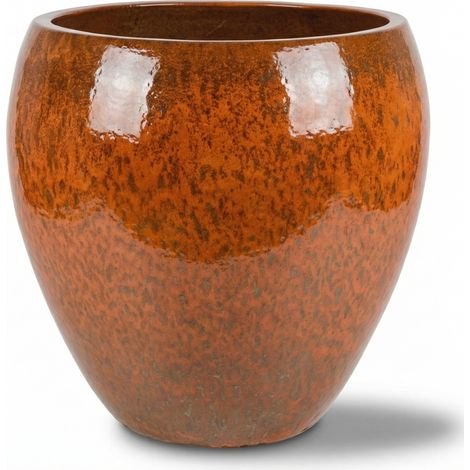 Provencelia Pflanzkübel Lafontaine Ø68 cm Höhe 68 cm frostbeständig, keramisch, handgefertigt, Herbstorange (1/5)