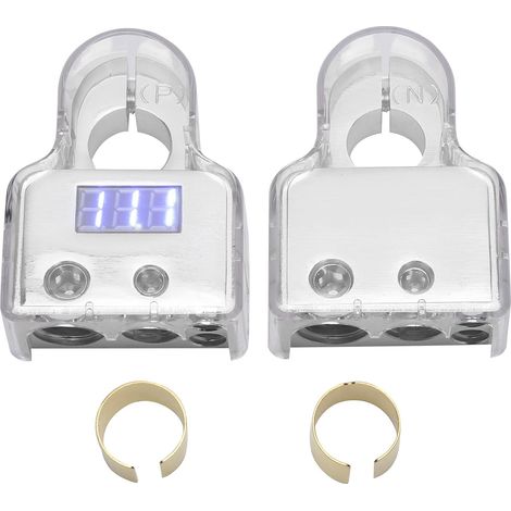 Kit de Bornes de Batterie avec Voltmètre 12-24V, Connecteurs en Alliage Aluminium pour Voiture, Bateau, Camion et Caravane (1/5)