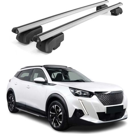 OMAC Barres de toit en aluminium pour Peugeot 2008 II 2019-2026 – City Crash – ISO/PAS 11154:2006 – Antivol inclus – Charge max 75 kg – 2 barres Argent (1/4)
