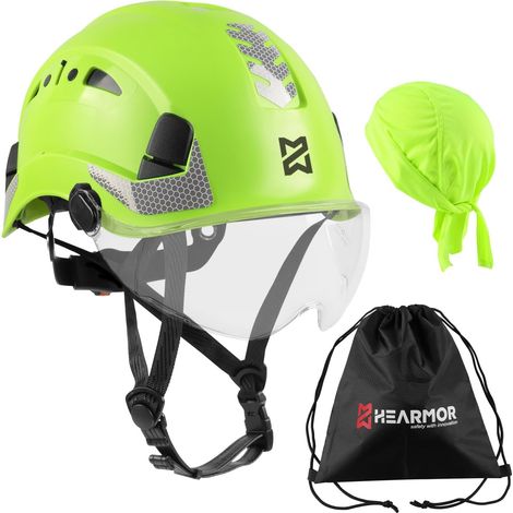 Casque de Chantier Industriel pour Adulte - Certification EN397 et EN12492 - Absorption des Chocs - Résistance à la pénétration - Visières Transparentes ou fumées (1/5)