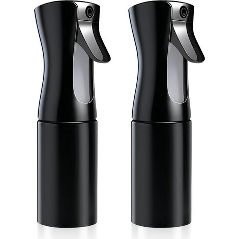 Lot de 2 Vaporisateurs Brumisateurs 200 ml, Brouillard Continu Fin, Flacons Vides Rechargeables PET pour Plantes, Cheveux, Nettoyage, Animaux (Noirs) (1/5)