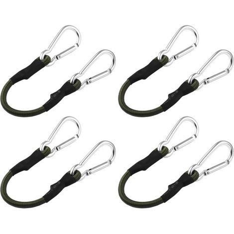 Lot de 4 Tendeurs Elastique avec Mousqueton, 60cm Cordon Élastique avec Mousqueton, Corde de Bagage Elastique, Sangles Élastiques Robuste avec Crochets pour Camping, Bâches, Tente, Bagage (1/5)