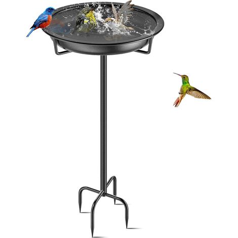 Bain D'oiseaux - 1 Unité - Métal - Style Rétro - Pour Jardin Extérieur - Noir - 92cm (1/5)