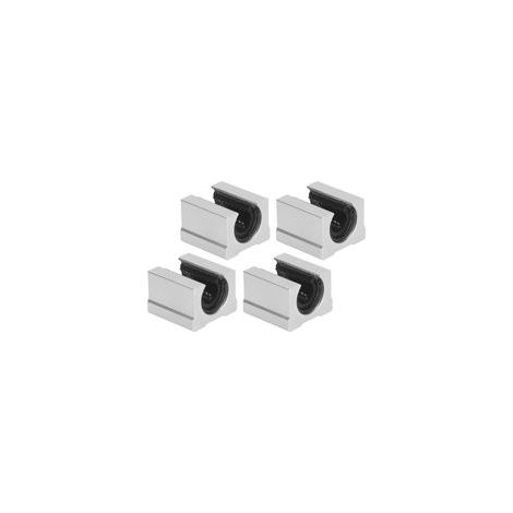 Blocs coulissants à mouvement linéaire en alliage d'aluminium, roulement à billes, Rail de guidage coulissant, Type ouvert SBR16UU, 4 pièces (1/5)