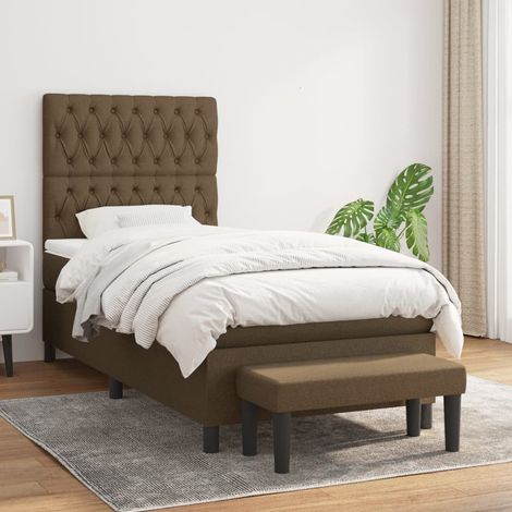 Boxspringbett mit Matratze Dunkelbraun 100x200 cm Stoff (1/5)