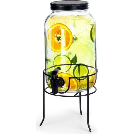 Tarro de limonada con tapa, grifo y soporte: protege contra insectos