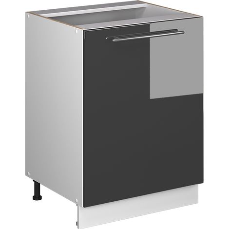 Mobiletto base cucina Fame-Line, Antracite lucido/Bianco, 60 cm 1 anta senza piano di lavoro, Vicco (1/5)