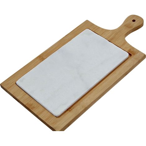 Interiors by Premier Elegant White Marble And Bamboo Cheese Board, Versatile Chopping Board, Stylish Chopping Board For Kitchen