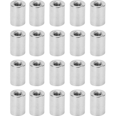 20 raccords écrous ronds M6x1.0 12 L17mm, tige filetée femelle en acier inoxydable 304, lot de 20 pièces pour assemblage (1/5)
