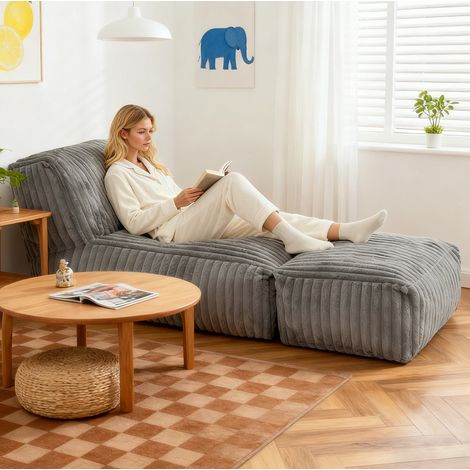 Chaise longue da pavimento modulare convertibile in letto, grigio chiaro, 160x80x66 cm (1/5)