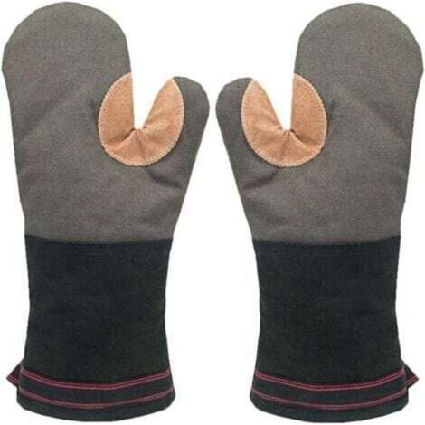 [JAMAIS UTILISÉ] Gants de Four Double Mitaine Four,Cuir Gants de Barbecu Universel Gants de Cuisine Résistant à la Chaleur Long et Épais Coton Doux Oven Gloves pour C (1/4)