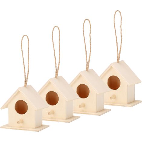 4er-Set hängende Vogelnester aus Holz, Brutkästen und Vogelkäfige für Gartendekoration zum Selbermachen (1/5)