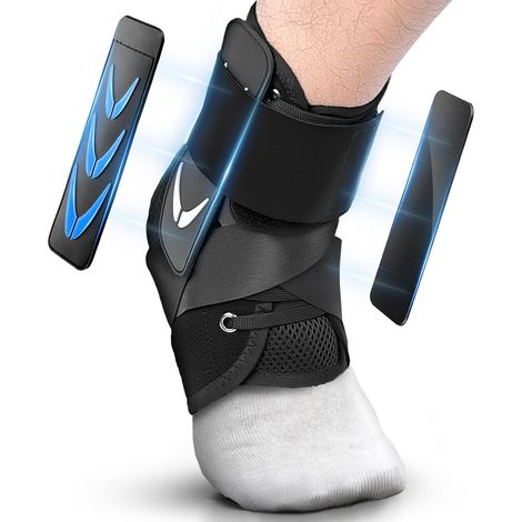 Chevillère pour entorse de la cheville, stabilisateur pour homme et femme, avec 2 coussinets de soutien, fermeture , chevillère réglable pour un soutien respirant pour le sport et la récupération (1/5)