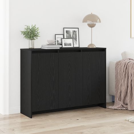 Buffet 3 portes noir en bois d’ingénierie, rangement salon ou salle à manger, 102 x 29,5 x 75 cm - PANGIVO (1/5)