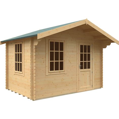 8x12 The Carrington 28mm Cabin - L235 x W355 x H271.9 cm - Solid Wood/Softwood/Pine - Natural