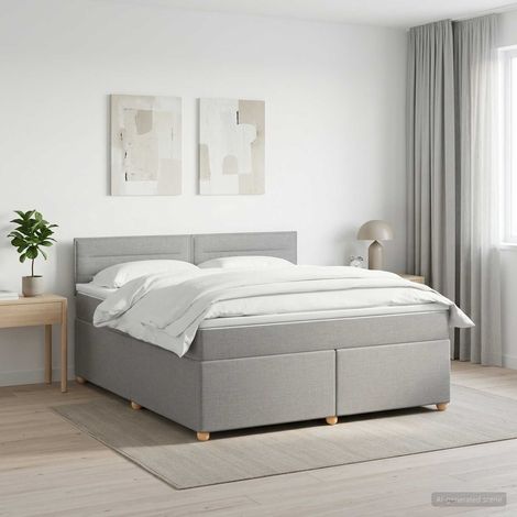 vidaXL Cama box spring con colchón Gris Claro 140 x 200 cm Tela (1/5)