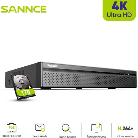 SANNCE NVR PoE 4K HD pour caméras IP de surveillance PoE avec capture faciale (1/5)