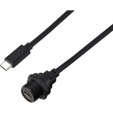 USB-C® 3.0 Stecker auf Buchse IP67 (Gewinde) Kabel 0,5 m  TC-E10T-FT3-PWF/MT3-NWA-0.5PV-S Wasserdich