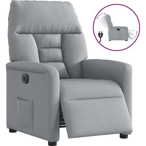 Chaise longue électrique réglable en tissu gris clair – Lit d’appoint avec dossier inclinable, repose-pieds et fonction de massage, idéale pour salon ou chambre (1/5)
