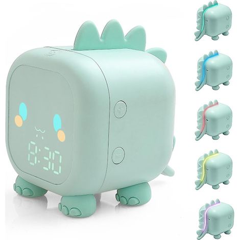 éveil Multifonctionnelle avec Commande Tactile, Veilleuse Numéique, Snooze églable, Compte à ebous, Commande Vocale Hologe - Cadeau pou Enfants (Vet) (1/5)