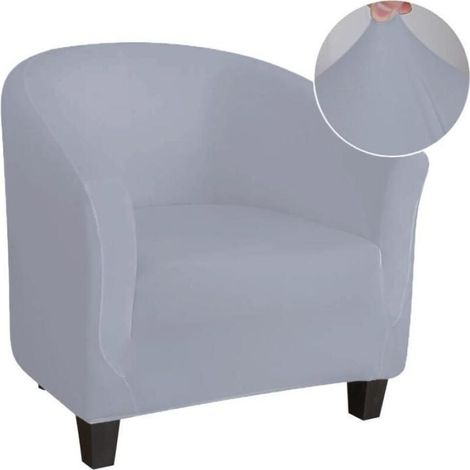 Housse de canapé extensible en soie de lait pour canapé une place - Gris clair (1/4)
