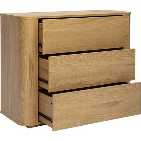 Kommode helles Holz-Finish Eiche 3 Schubladen L100 cm NEGAN