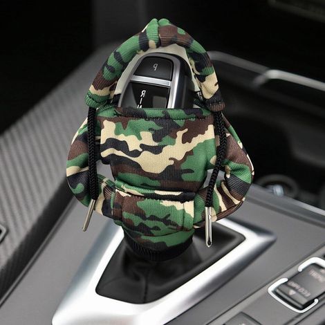 Sweat à capuche pour levier de vitesse de voiture avec mini motif amusant et tendance, housse chaude d'hiver pour levier de vitesse et pommeau de vitesse, accessoire intérieur universel pour la décora (1/5)