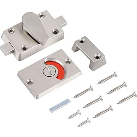 Verrou de porte en alliage de zinc avec indicateur de position, verrou de confidentialité durable, fixation par vis pour salle de bain/toilettes (1/5)