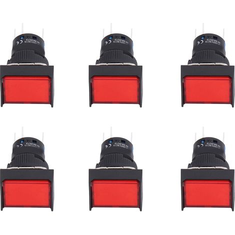 Kit de 25 interrupteurs à bouton-poussoir autobloquants momentanés carrés de 16 mm avec voyant lumineux 24VRed (1/5)