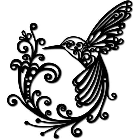 Décoration murale en métal représentant un colibri noir, plaque murale en fer à suspendre, sculpture ornementale en métal pour balcon, jardin, salon, maison (1/5)