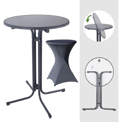 Set Stehtisch klappbar Ø 80 cm & Husse Tischdecke bügelfrei für Gastrotisch Partytisch Bistrotisch (1/5)